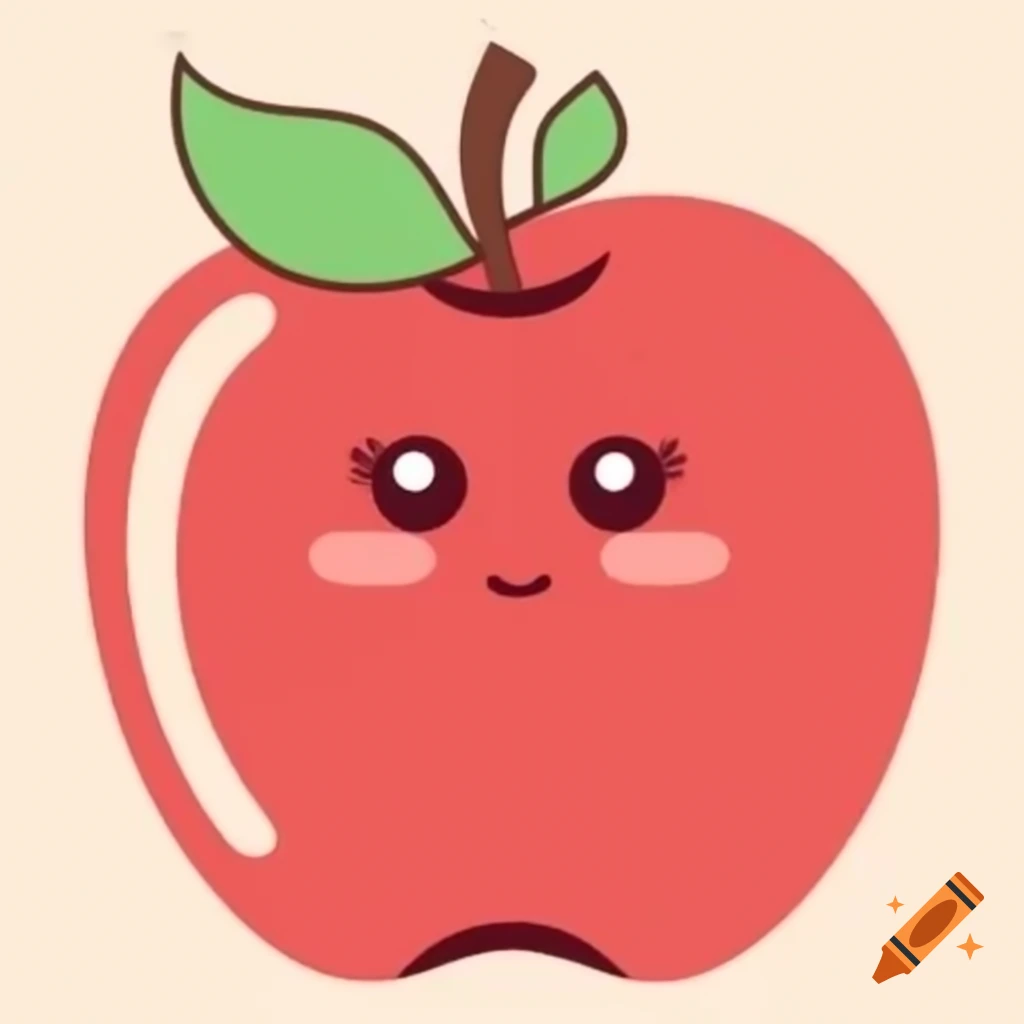 Cartoon of a round red apple