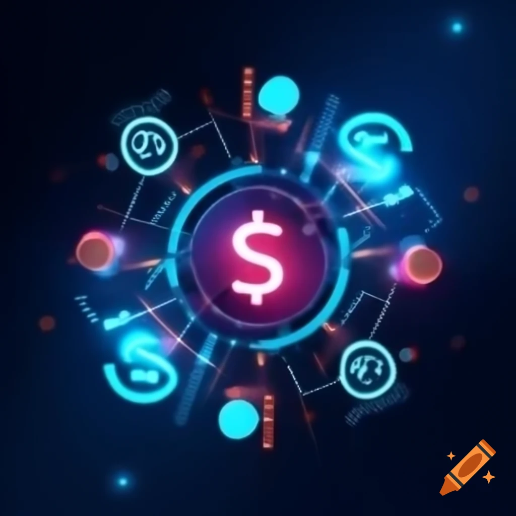 Futuristic Web 3.0 representation of currency conversion with digital currency symbols