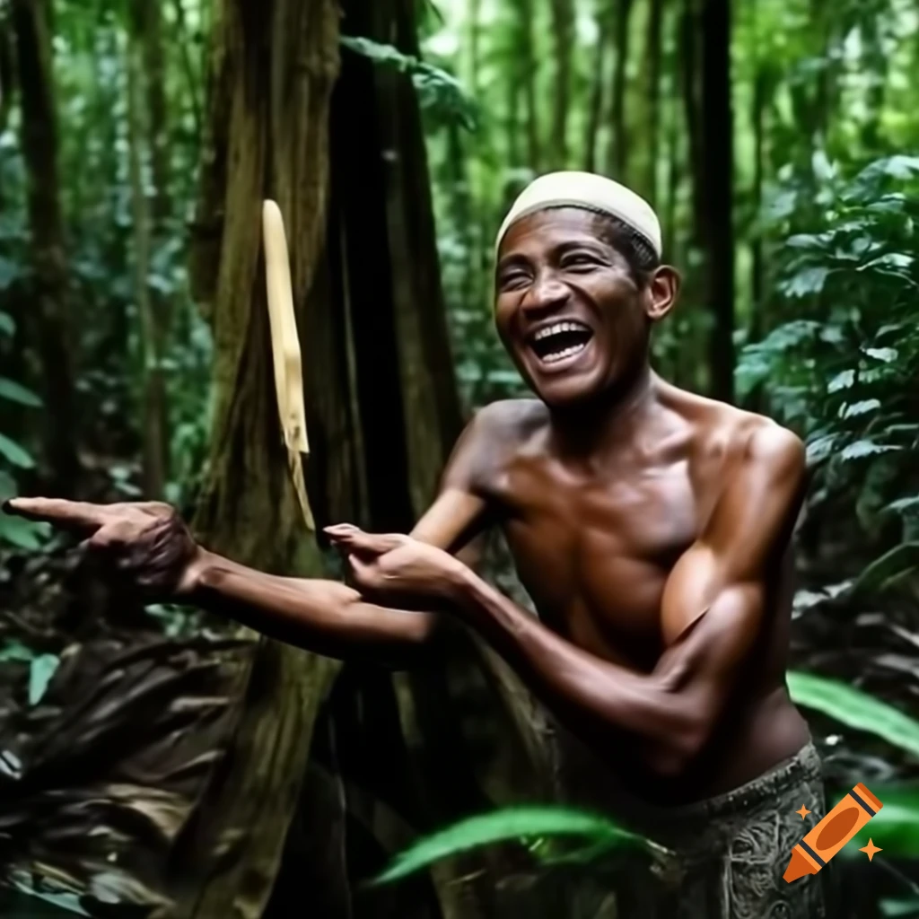 Man taking a picture in the Amazon rainforest