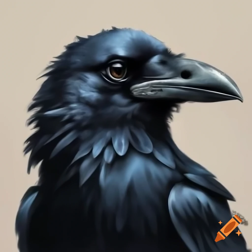Raven head illustration detailed and artistic