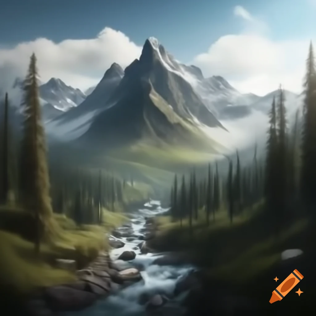 Realistic depiction of a mountain