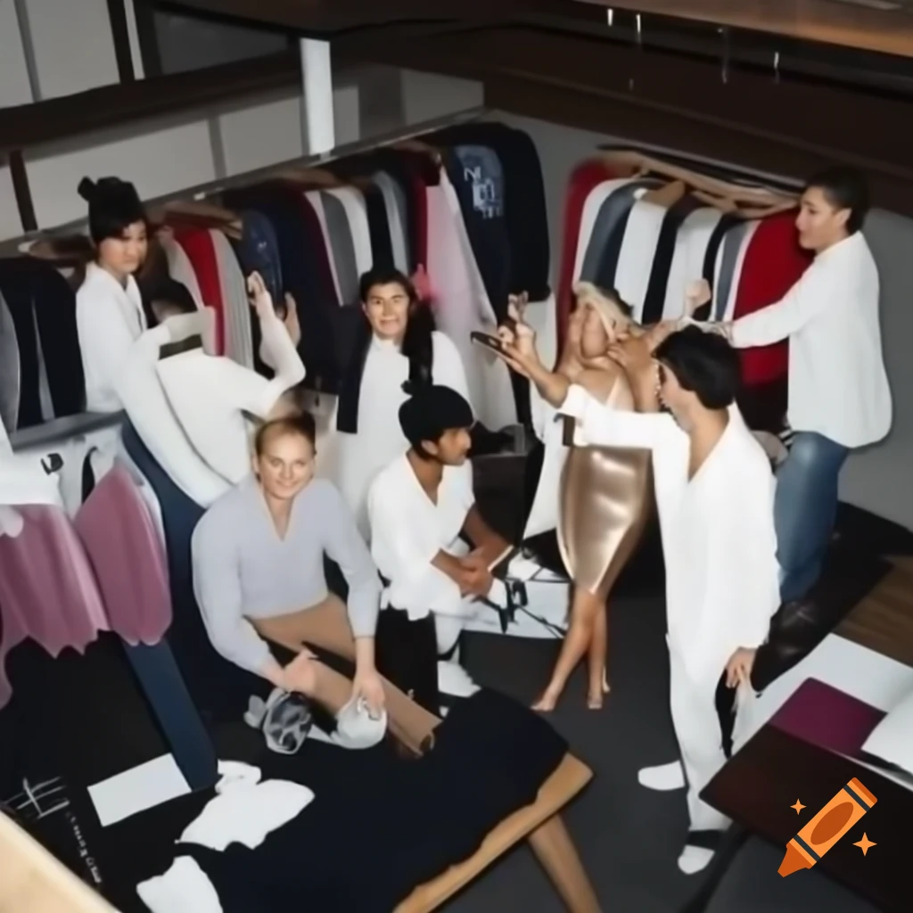 Corporate party at elegant loft with employees in white attire