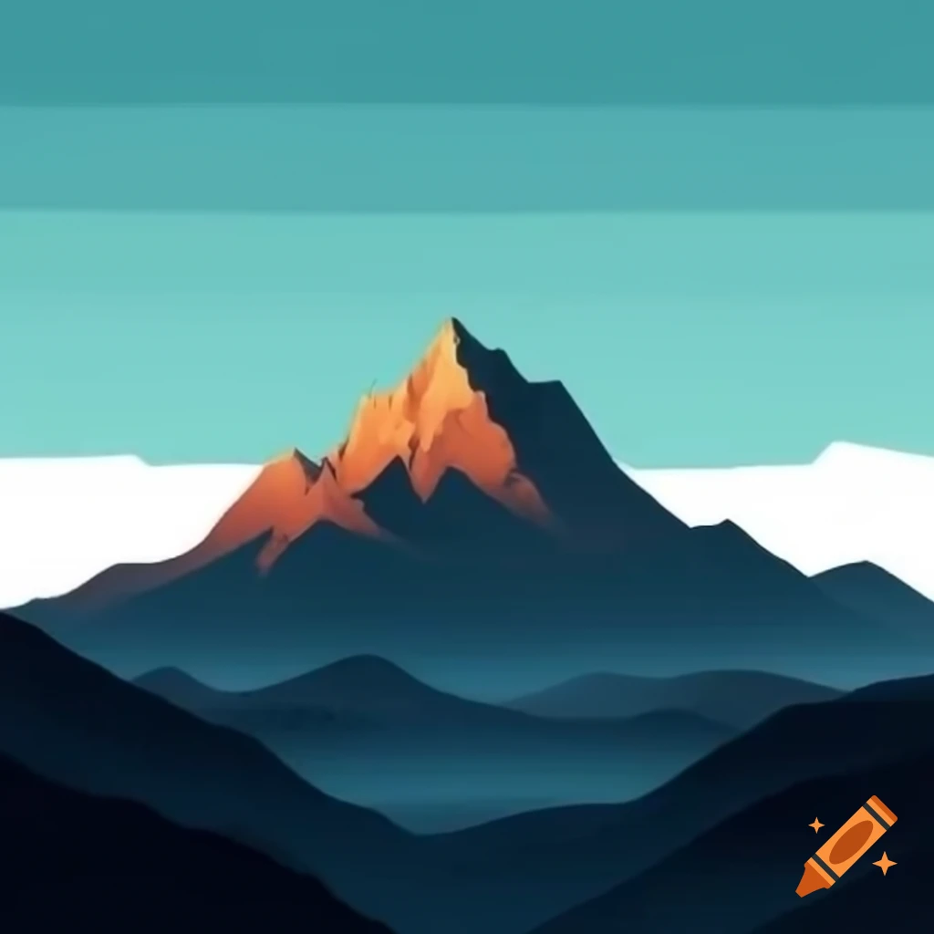Tall mountain illustrated in minimalist travel poster style