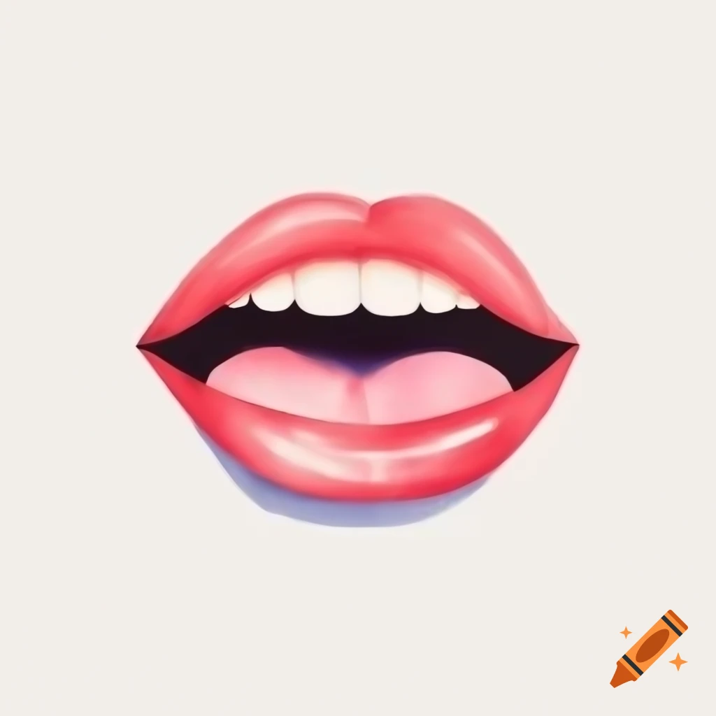 Cartoony open mouth on white background, watercolor style