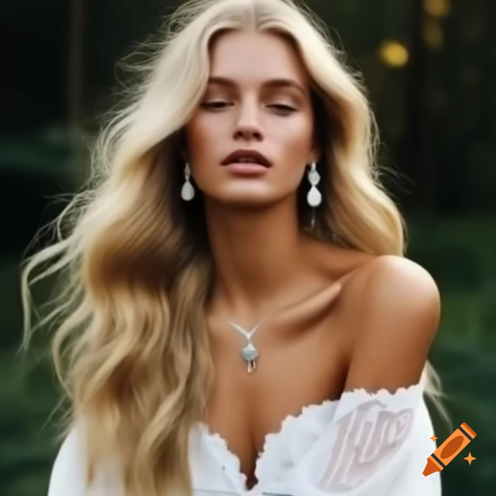 Model showcasing jewelry with Van Cleef & Arpels earrings, relaxed posture