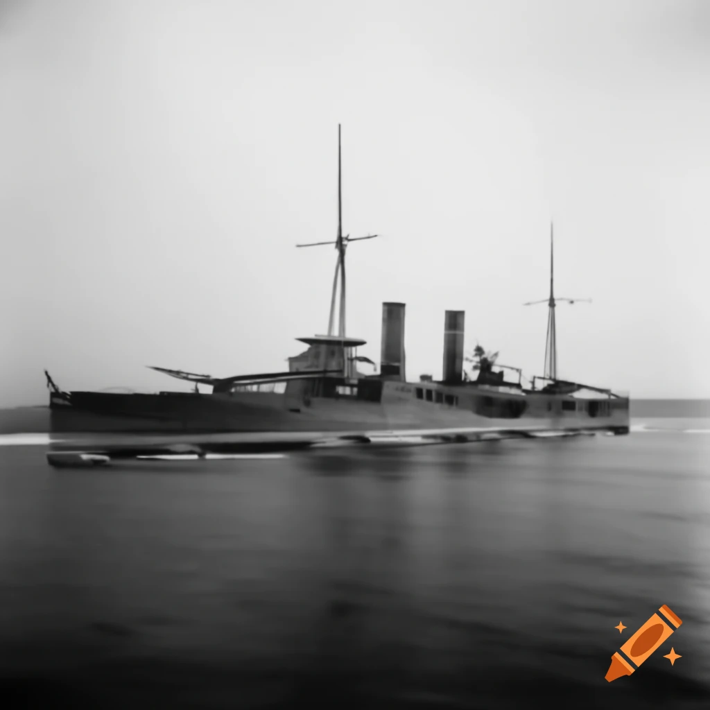 HMS Thunderchild, a late 19th century Ironclad warship sailing on the Blackwater River