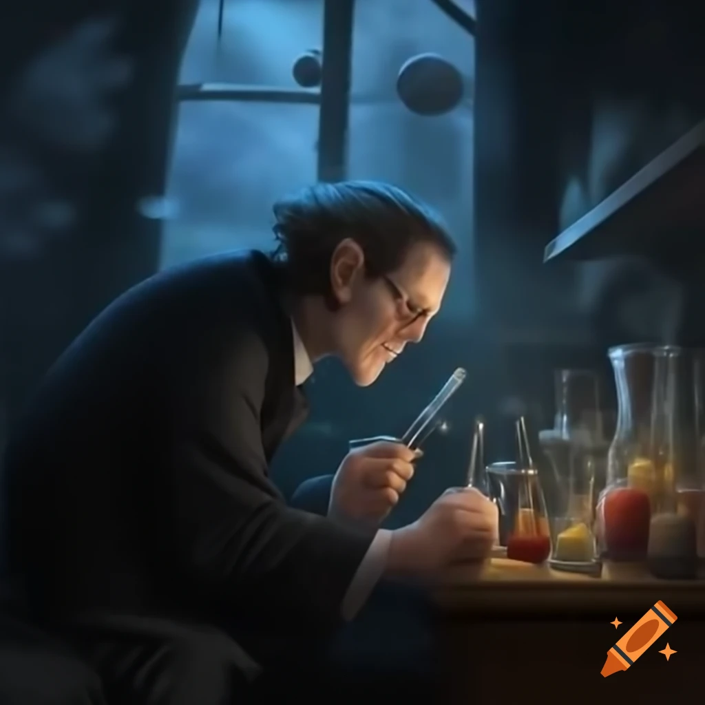 Gloomy room of a professor conducting experiments at night