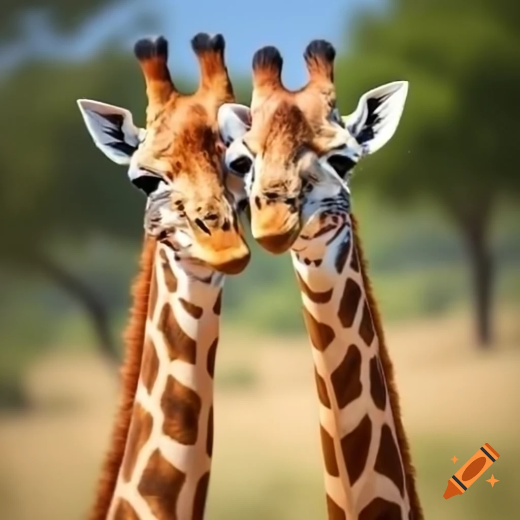 Two playful little giraffes