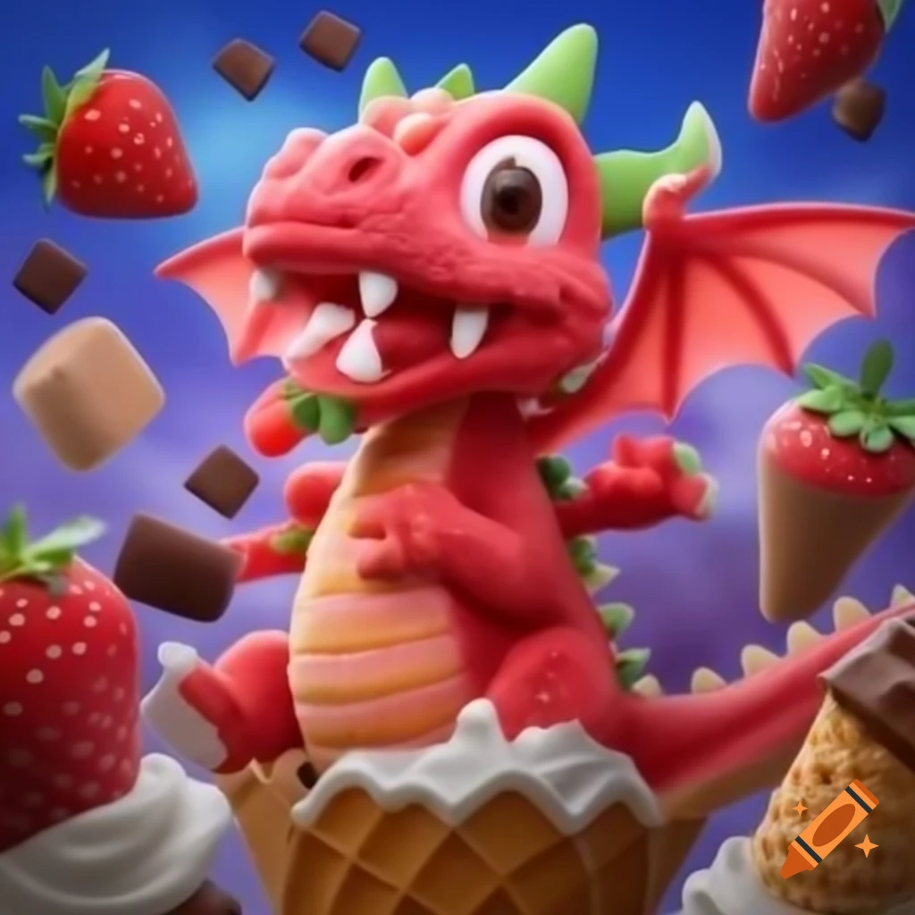 Dragon enjoying ice cream on craiyon