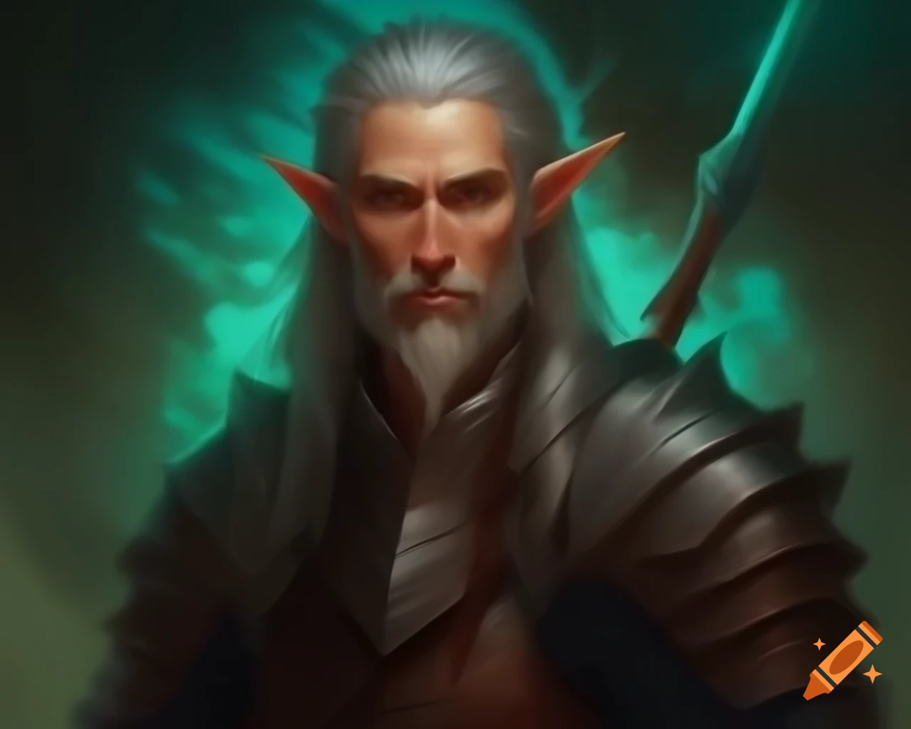 Male elf knight in a fantasy oil painting