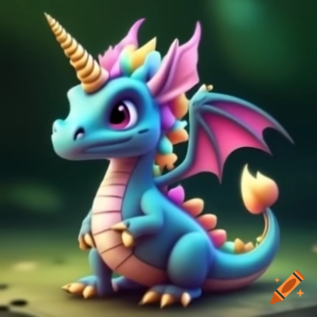 Funky dragon unicorn with vibrant colors