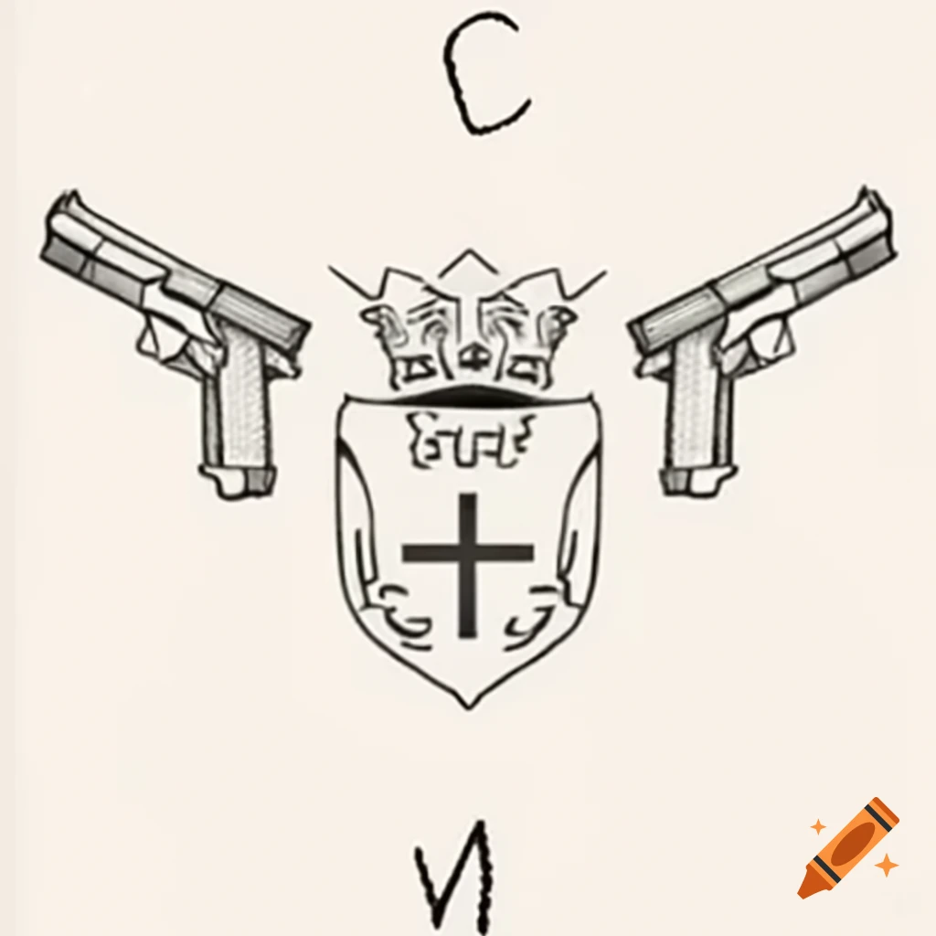 Family Crest Design Featuring A Shield Divided Into Four Parts With 
