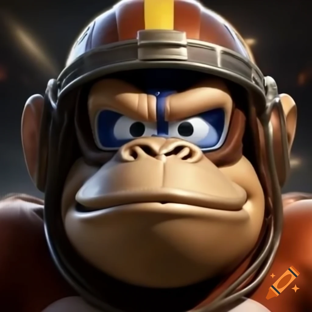 Donkey Kong wearing a football helmet