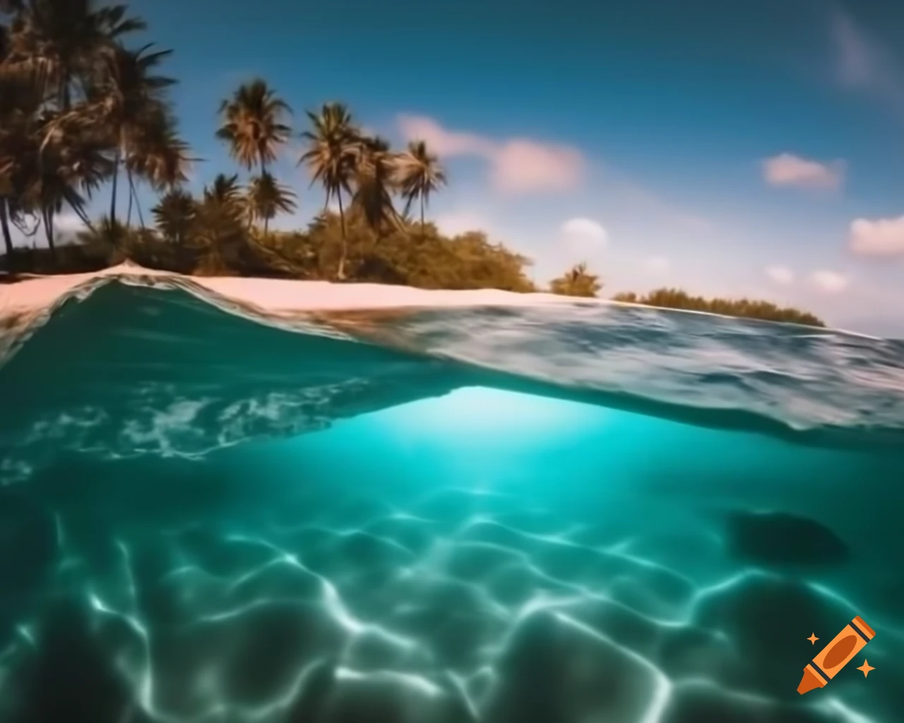 Breathtaking beach with golden sand glistening in the sun