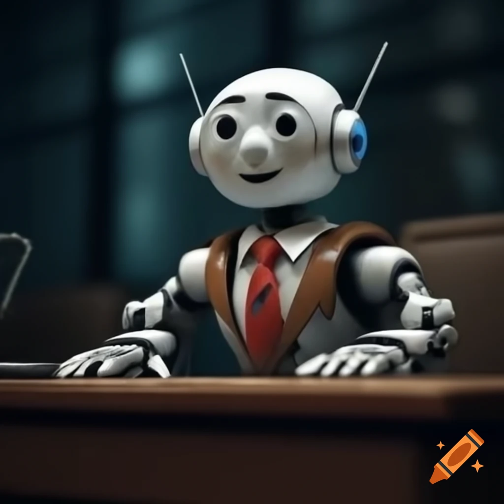 Professional robot giving a speech in formal suit
