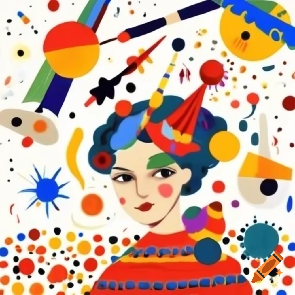 Colorful abstract painting inspired by Kandinsky and Karel Appel for a birthday theme