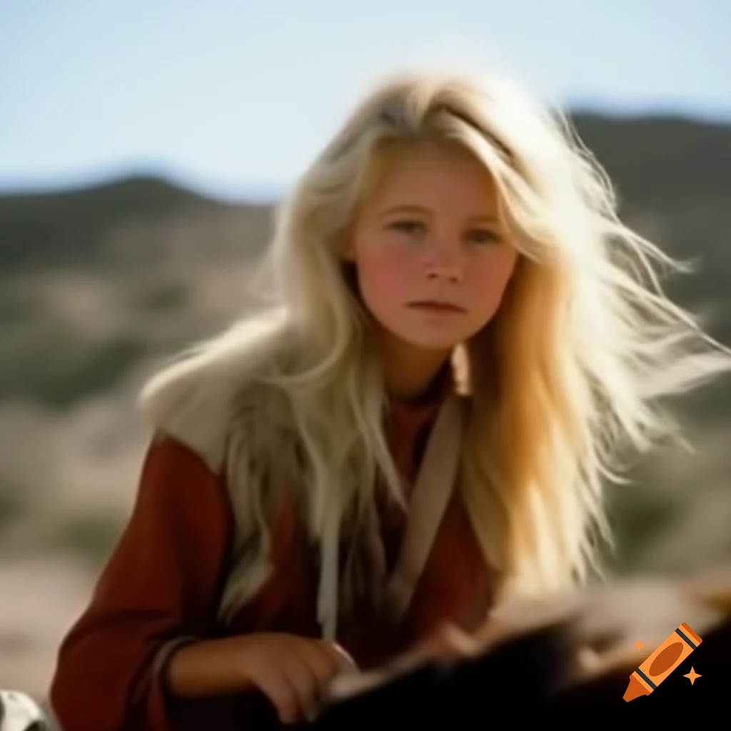 Girl with dirty blonde hair riding a horse on craiyon