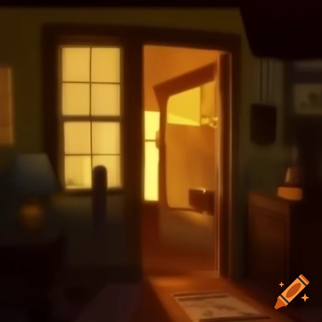 Warmly lit interior of an average American home