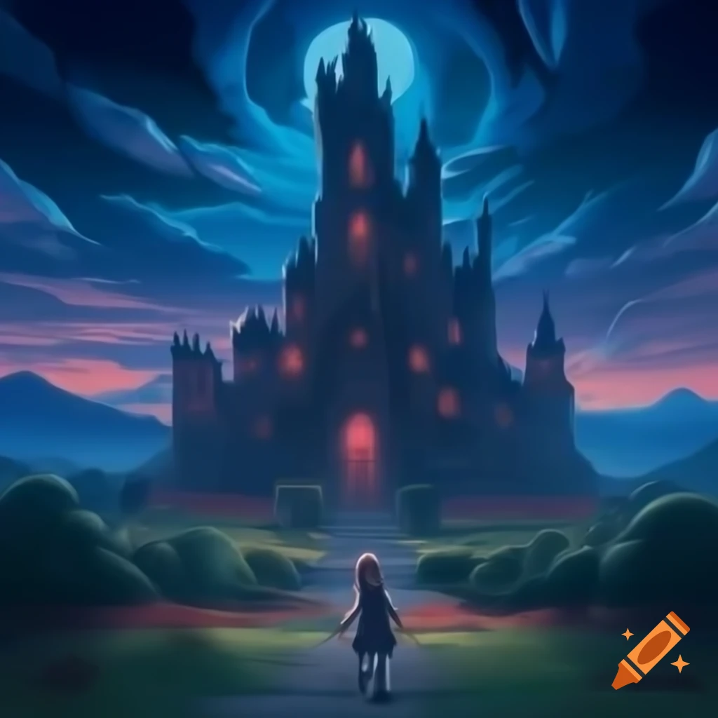 Anime styled fantasy gothic castle