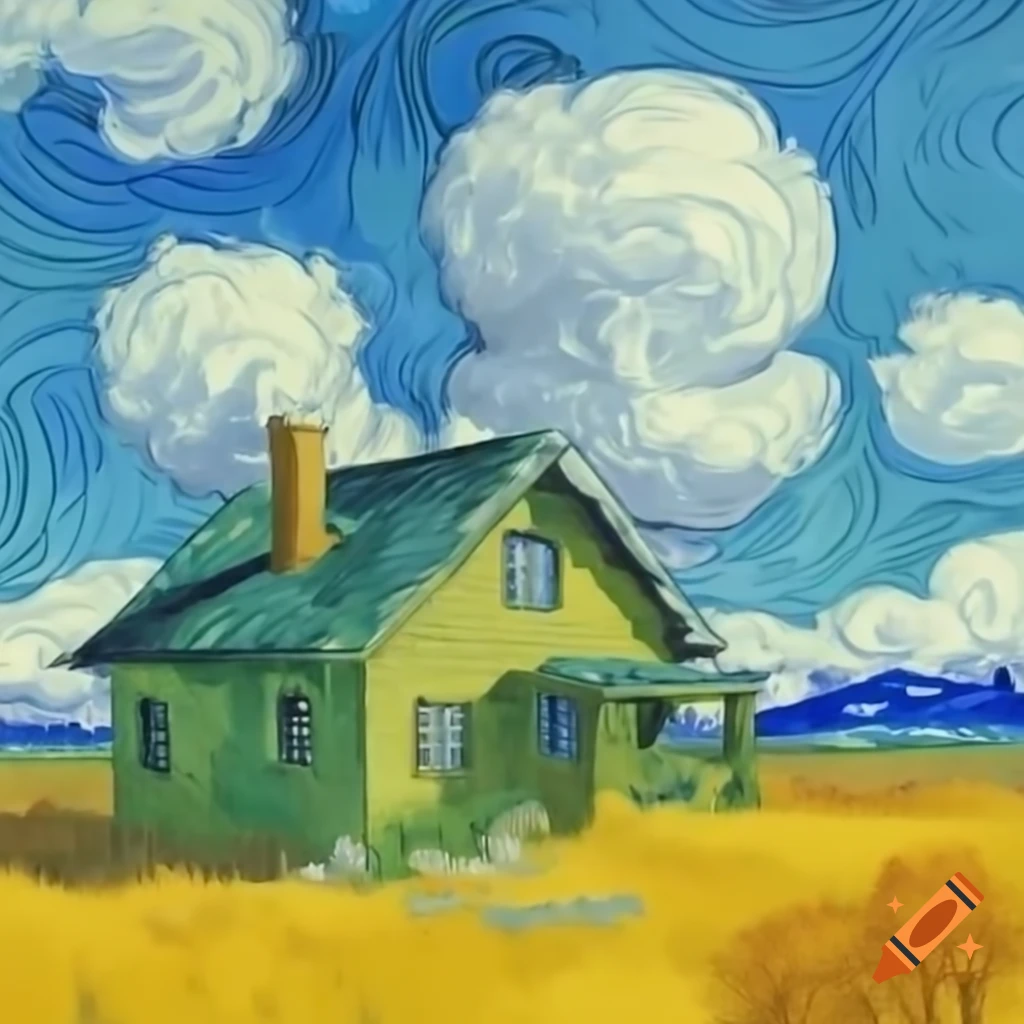 House depicted in Van Gogh style painting