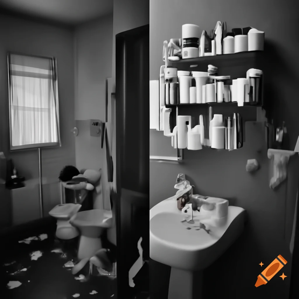 Before-and-after comparison of a bathroom renovation