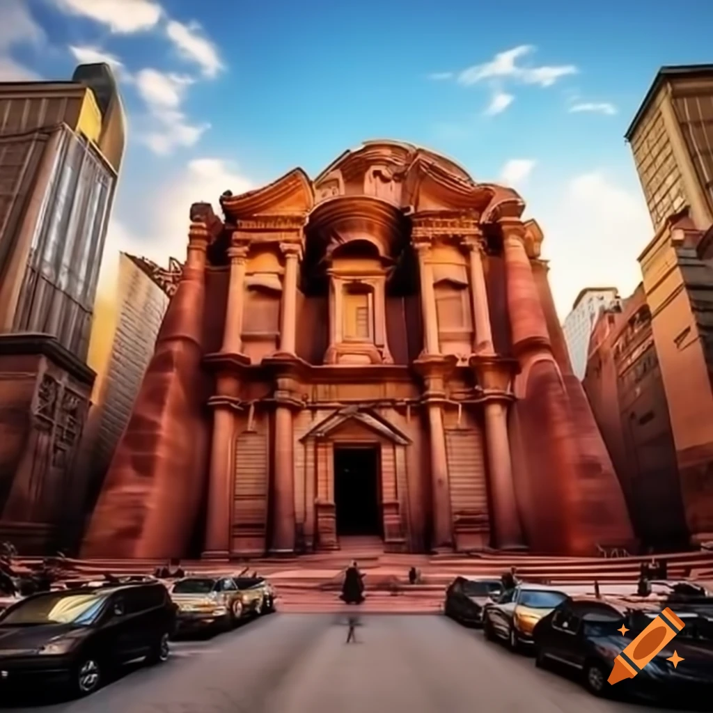 Petra Monument in Manhattan on a sunny day