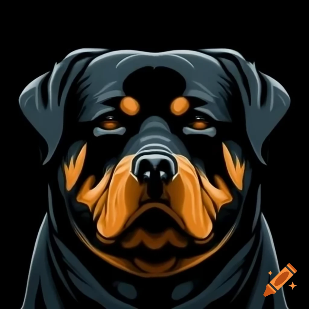 Close-up of an angry Rottweiler's face and shoulders
