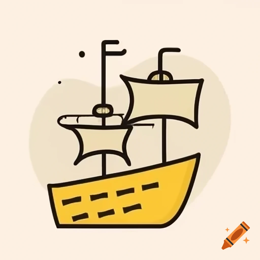 2D illustration of a yellow ship