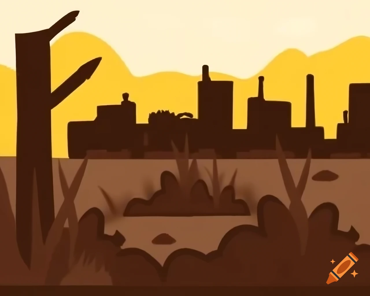 Post-apocalyptic city overtaken by vegetation