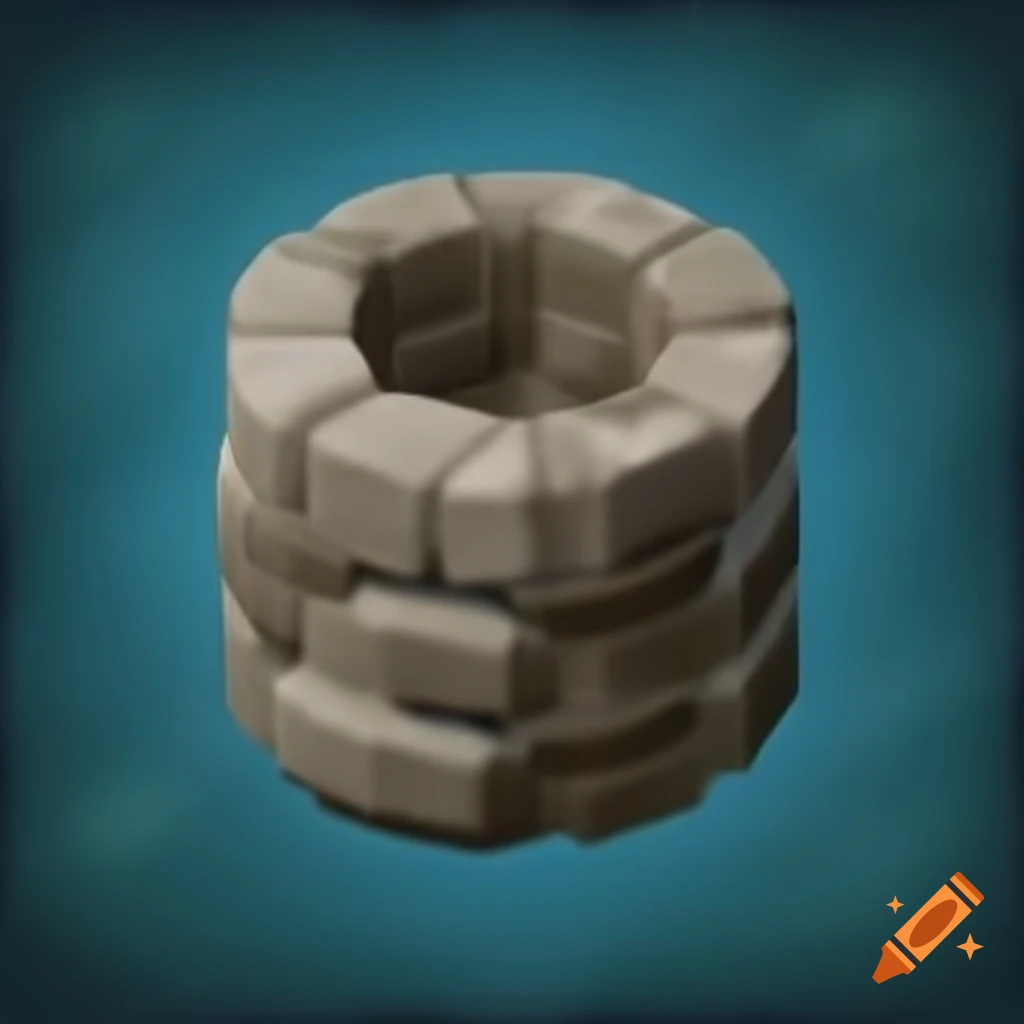 Isometric view of stone round tube, game object design