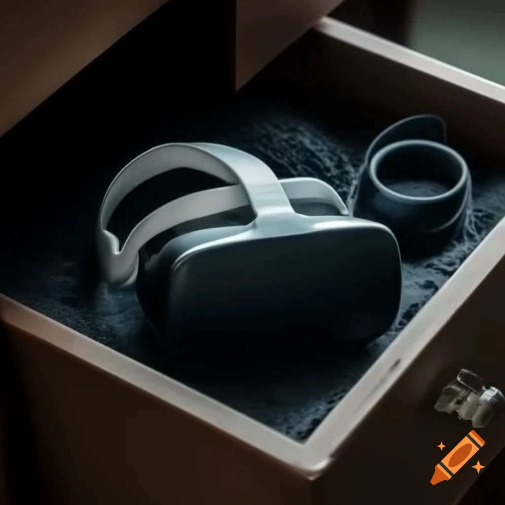 VR headset stored in a dusty drawer