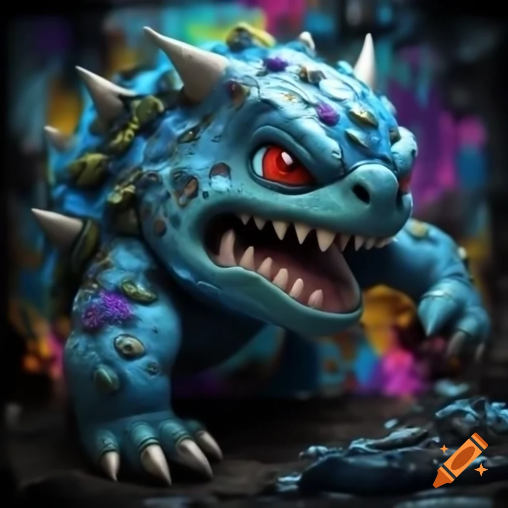 Colorful graffiti art of Blastoise character