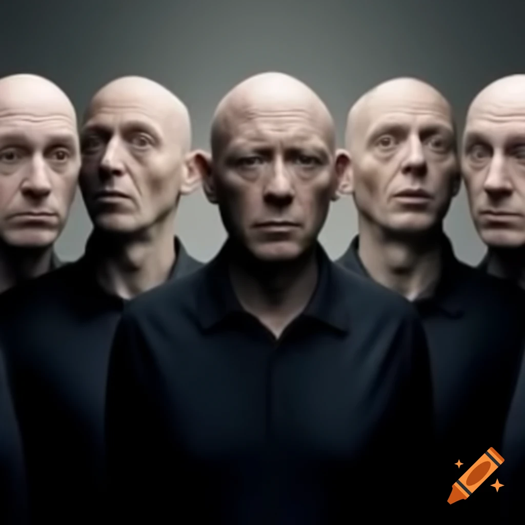 Group of bald men socializing