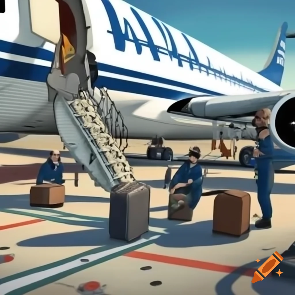 Doodles of ground crew members in uniforms working on aircraft equipment