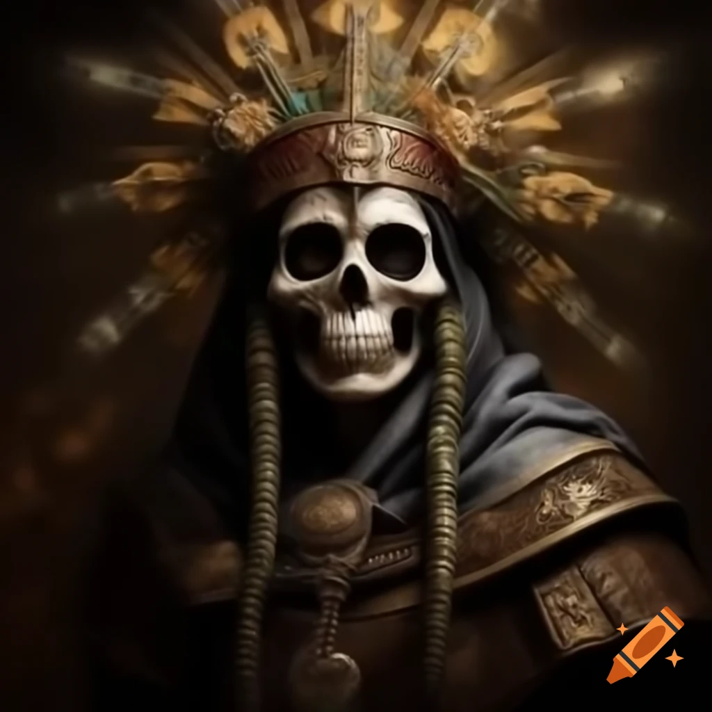High definition depiction of Santa Muerte from Aztec culture