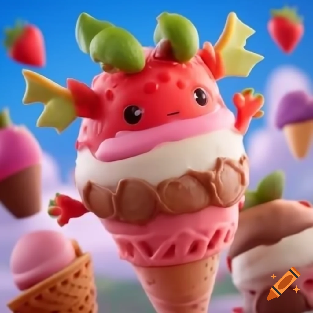 Dragon enjoying ice cream on craiyon
