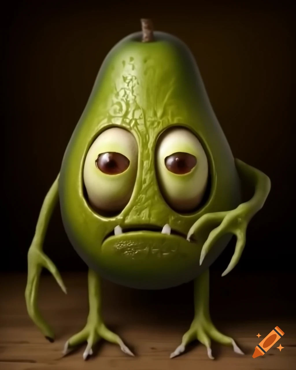 Small avocado alien monster character