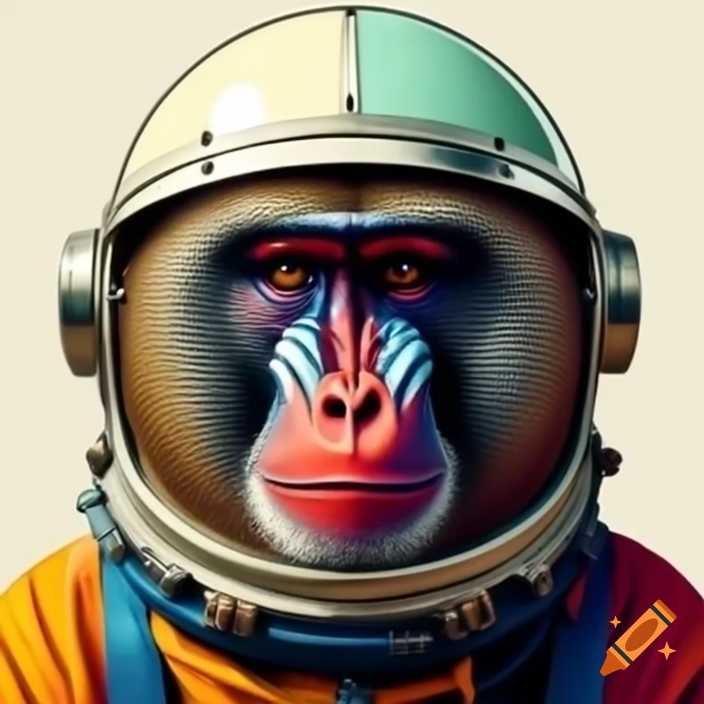 Baboon in space helmet styled like Andy Warhol artwork