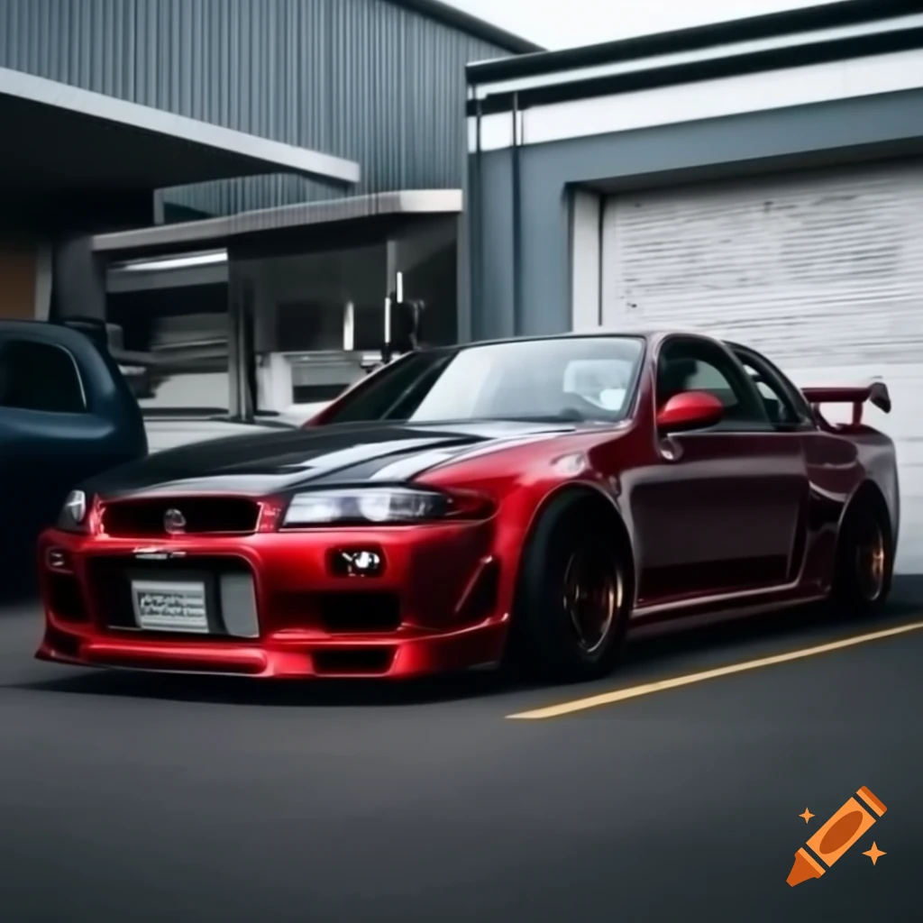 Modified Nissan R34 in stance style