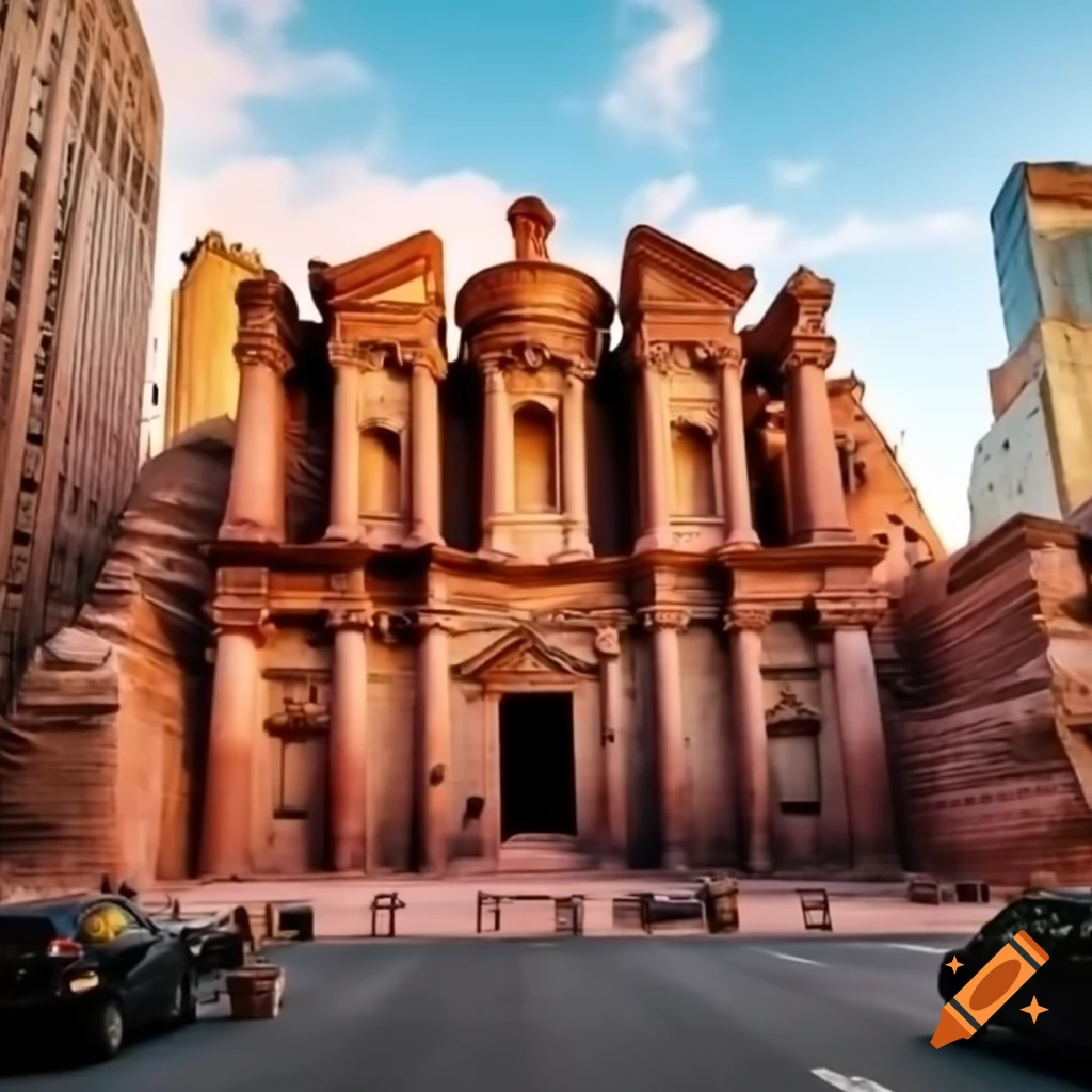 Petra Monument in Manhattan on a sunny day