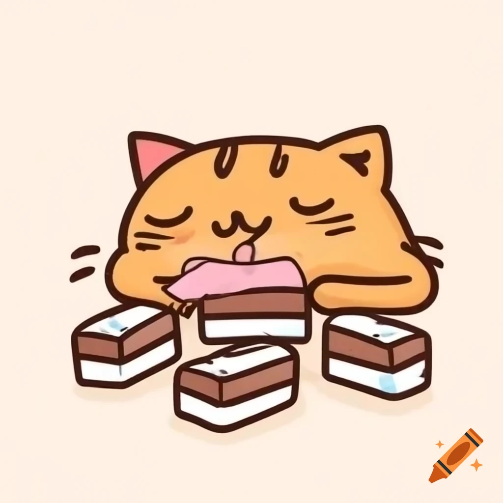 Sleeping cat dreaming of chocolate