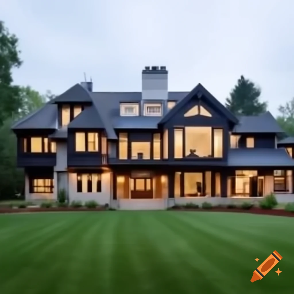 Mansion blending contemporary architecture with traditional craftsman style