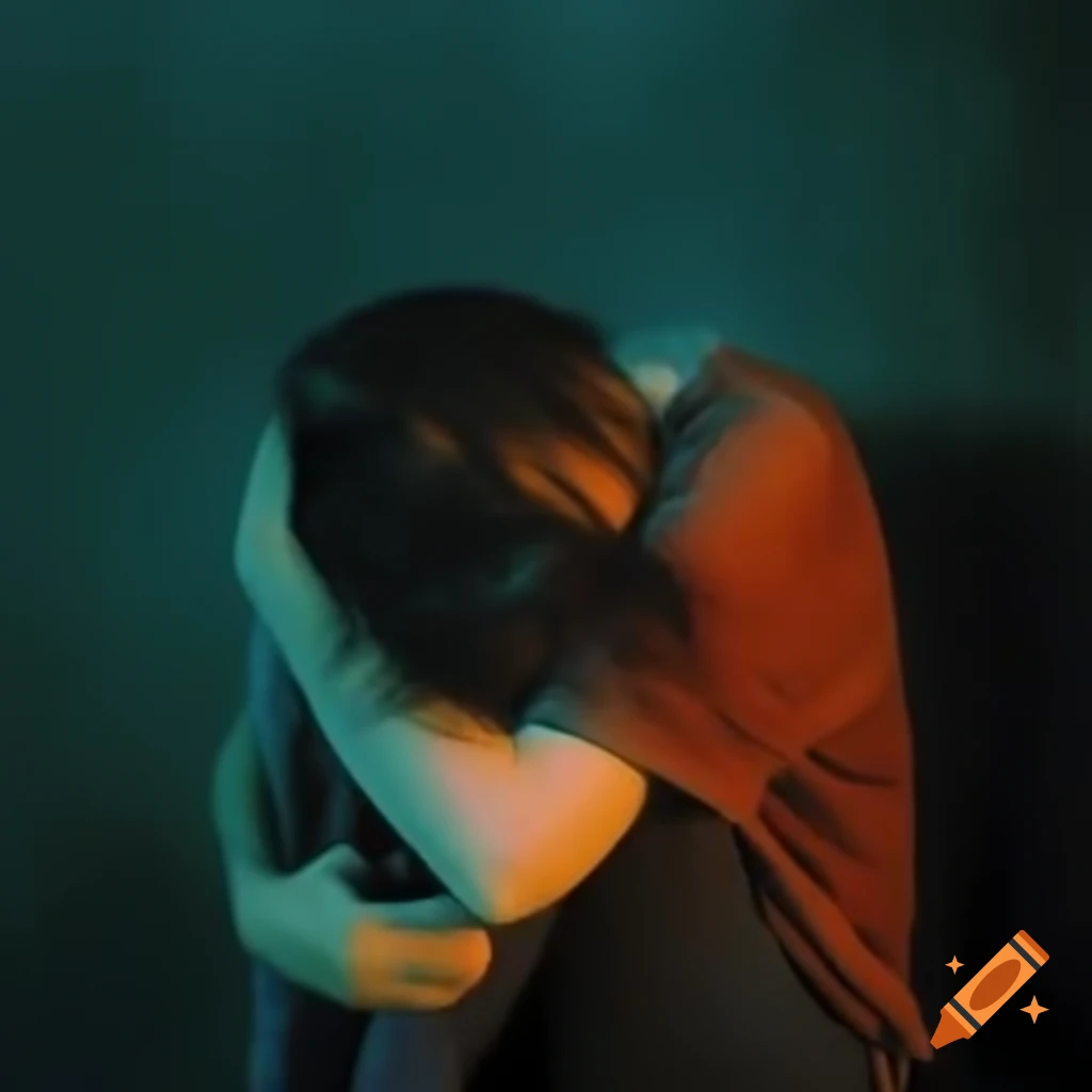 Androgynous young adult expressing feelings of anxiety