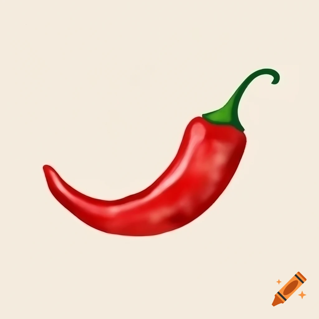 Single red chili illustrated in watercolor style