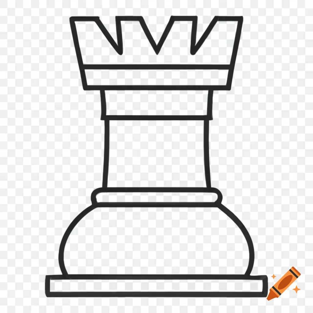 Outline of a chess castle piece on craiyon