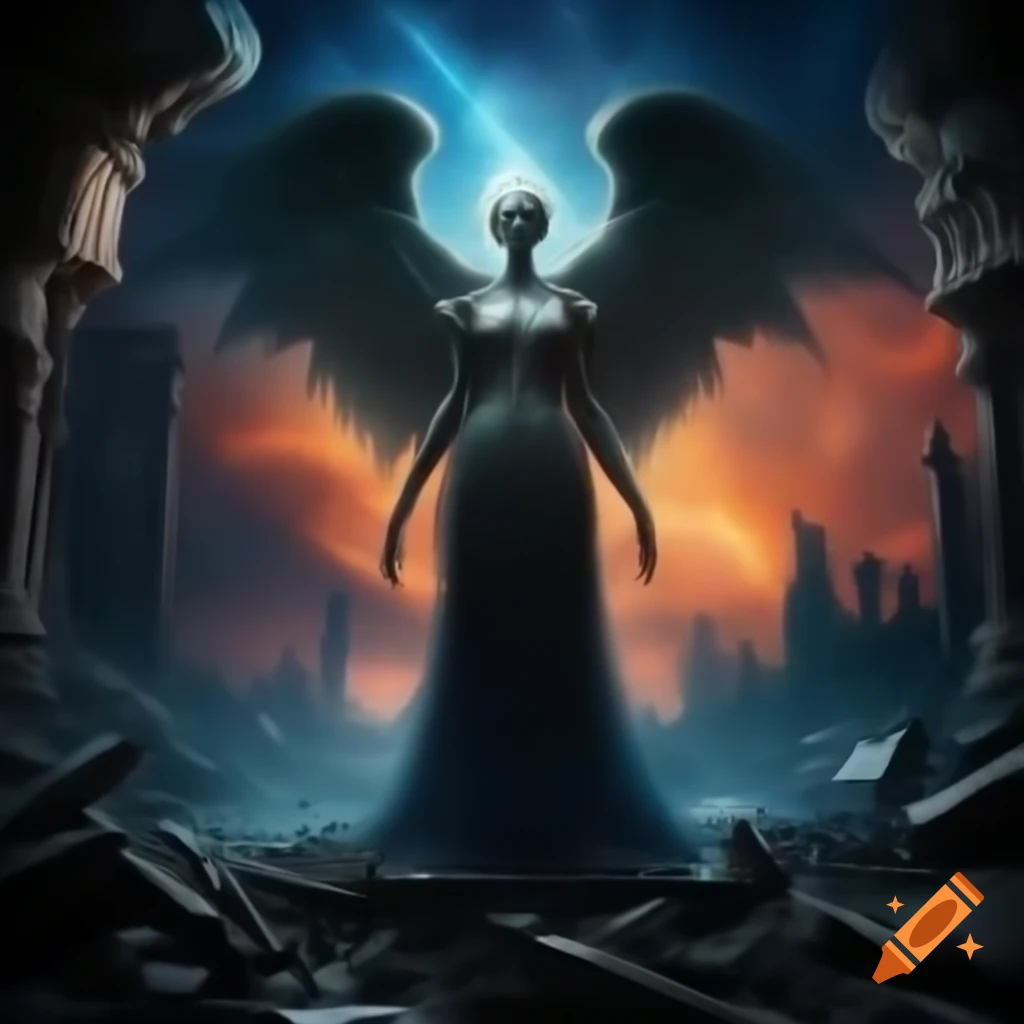 Surreal depiction of Angel Vampire Alien Queen in Cosmic Dream War aftermath