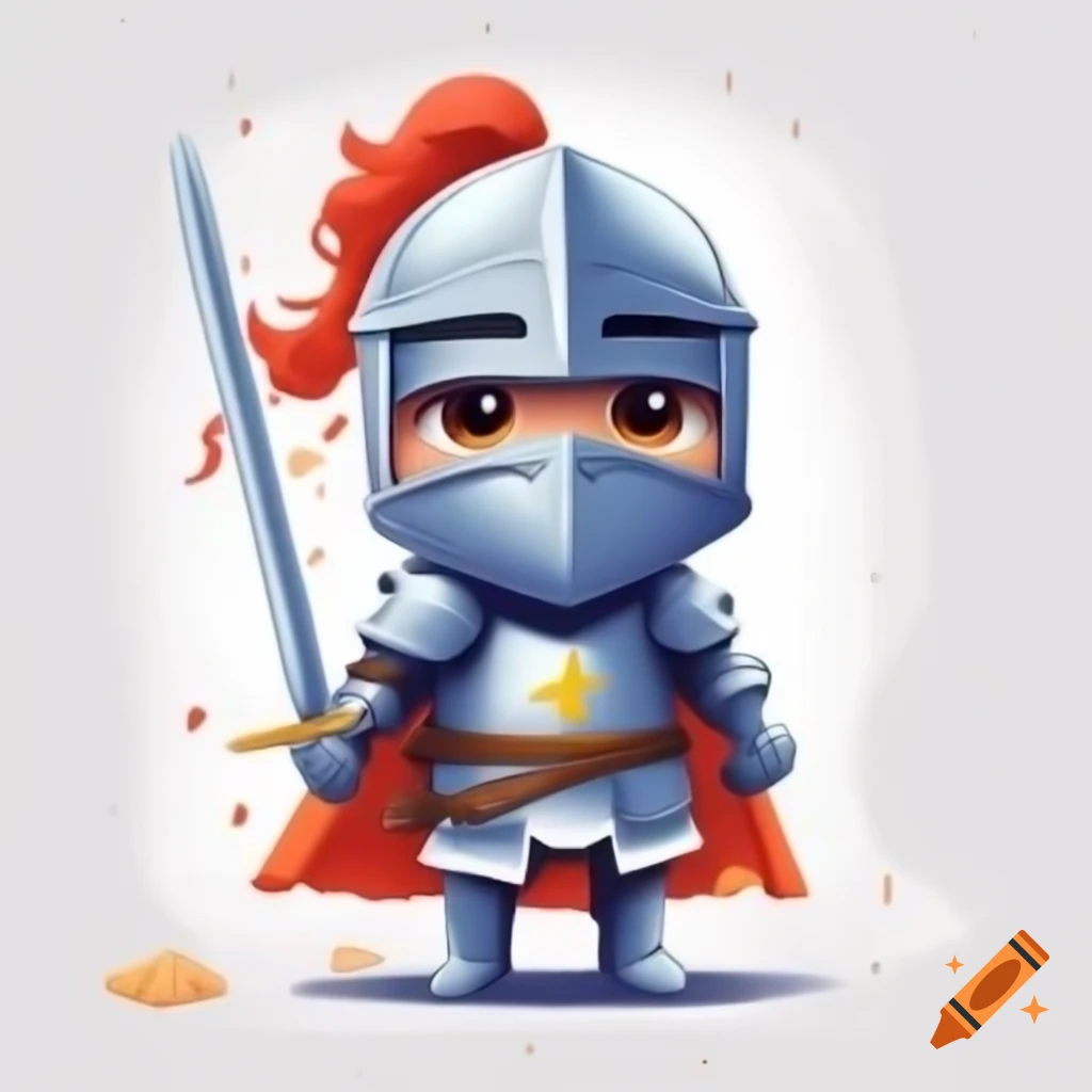 Cartoon child knight illustration on white background