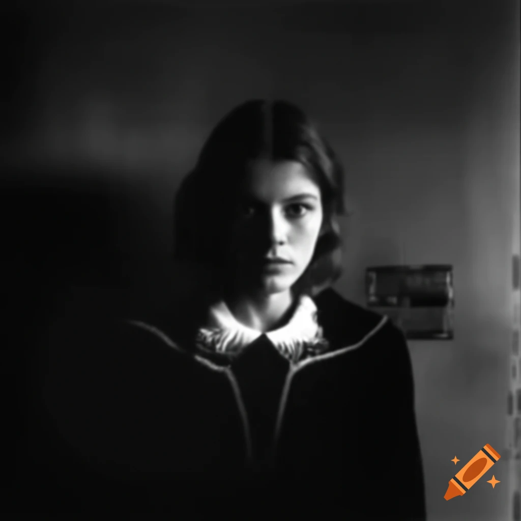Paranoid photo of a young woman in a dramatic pose