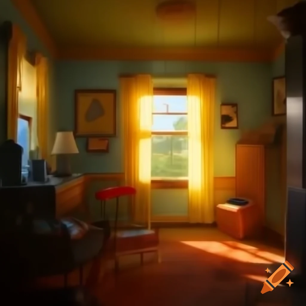 Warmly lit interior of an average american home on craiyon
