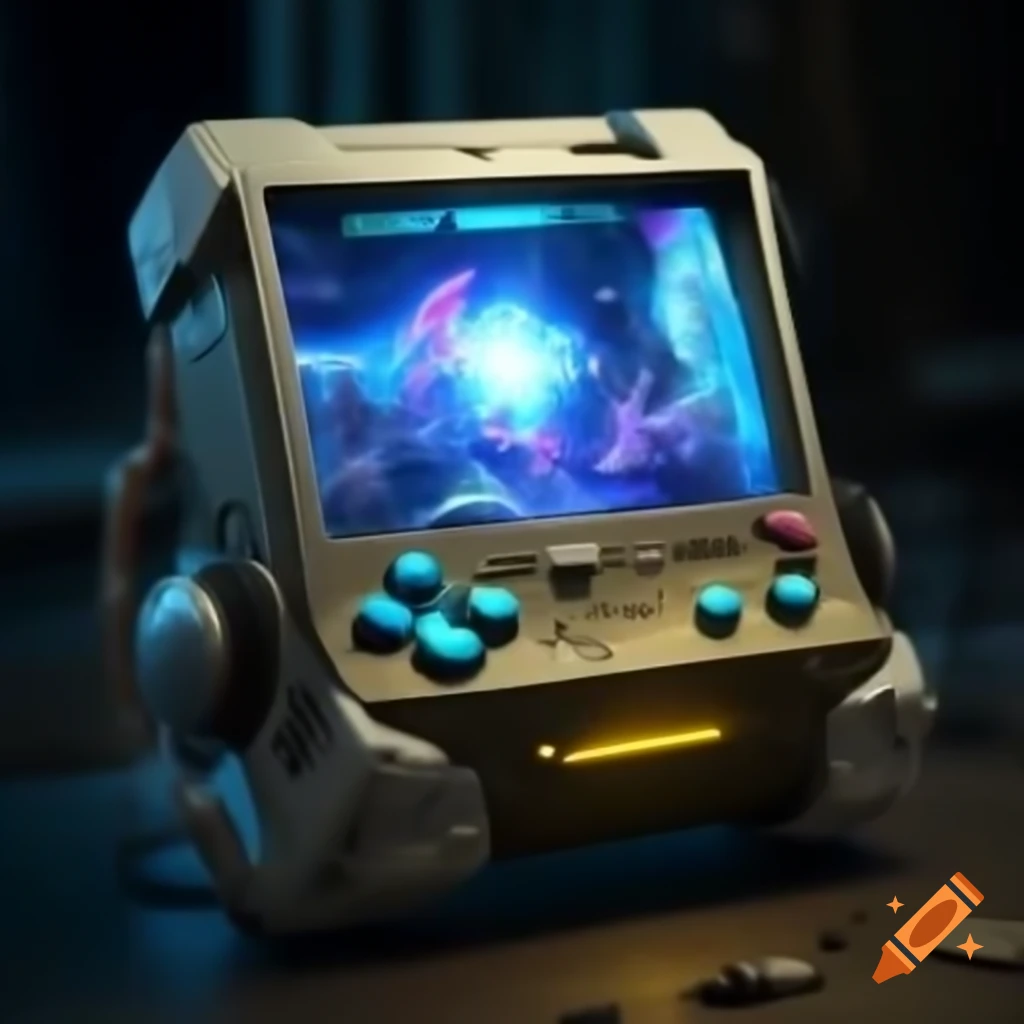90's urban fantasy game console powered by magic energy